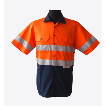 Kurzärmlige reflektierende Arbeitshemden in Orange